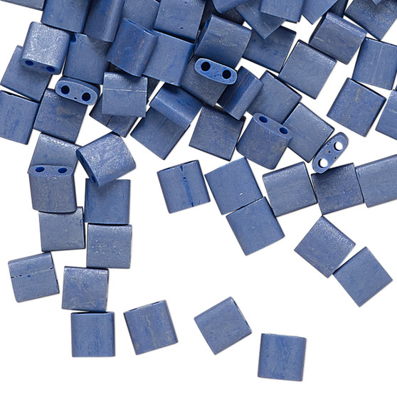 TL2075 - Miyuki Tila - Opaque Satin Matte Denim Blue - 40gms - Two Hole Square glass beads