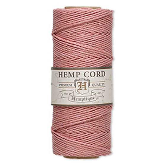 Cord, Hemptique®, polished hemp, dusty pink, 1mm, 20-pound test. Sold per 205-foot spool.