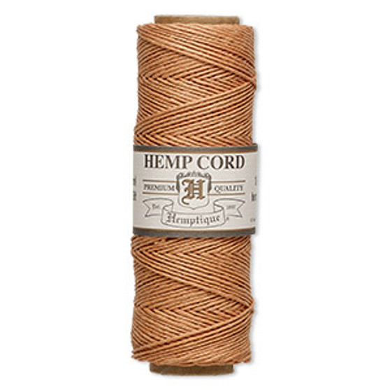 Cord, Hemptique®, polished hemp, cappuccino candy, 0.5mm, 10-pound test. Sold per 205-foot spool.