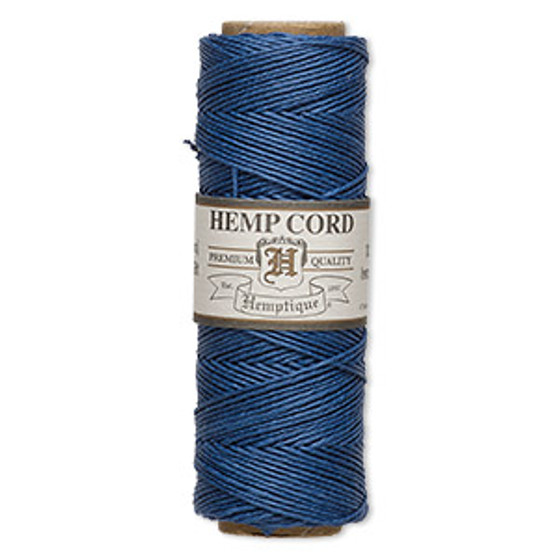 Cord, Hemptique®, polished hemp, dusty blue, 0.5mm, 10-pound test. Sold per 205-foot spool.