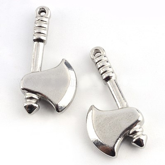 10 x 304 Stainless Steel Axe Pendants, 23.5x11.5x4mm, Hole: 1.3~1.5mm