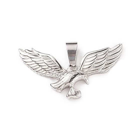 10 x 304 Stainless Steel Pendants, Eagle, 22.5x42.5x4mm, Hole: 10x6mm