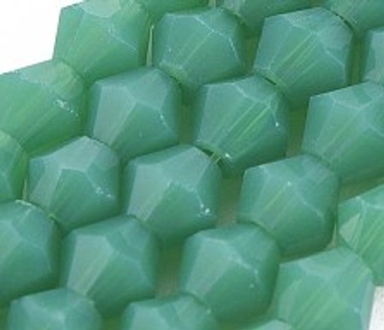 Opaque Solid Color Glass Beads Strands, Imitation Jade, Faceted, Bicone, Green, 4.5x4mm, Hole: 1mm, about 92~96pcs/strand, 13.78~14.37 inch - 10 Strands