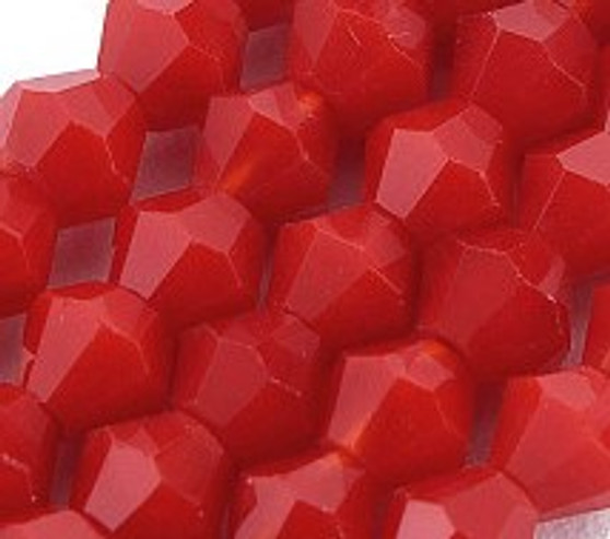 Opaque Solid Color Glass Beads Strands, Imitation Jade, Faceted, Bicone, Dark Red, 4.5x4mm, Hole: 1mm, about 92~96pcs/strand, 13.78~14.37 inch - 10 Strands