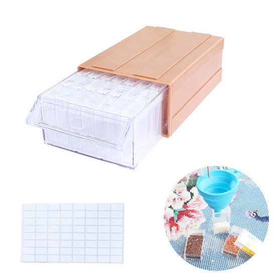 2 x Sets of Storage Stackable Bead Organizer Drawers, with 35 Slots Rectangle Individual Containers, Silicone Funnel and Writable Stickers, Dark Salmon, 182x110x60mm