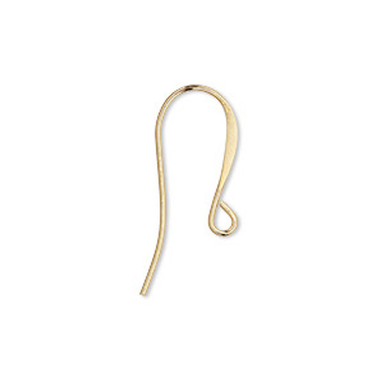 Ear wire, gold-plated brass, 18mm flat fishhook with open loop, 21 gauge. Sold per pkg of 50 pairs.