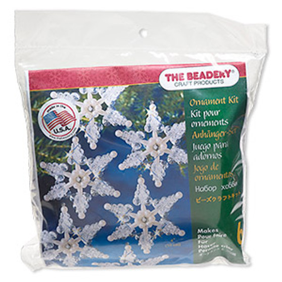 Ornament kit, The Beadery®, plastic, clear and pearl, iceflakes (7002). Sold individually.