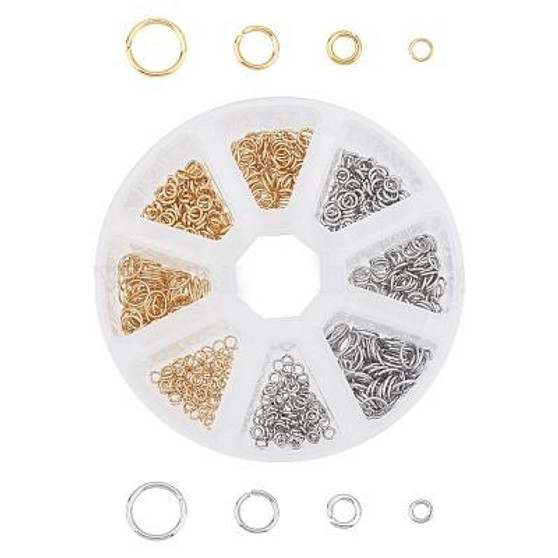 304 Stainless Steel Jump Rings, Golden & Stainless Steel Colour, 800pcs/box
