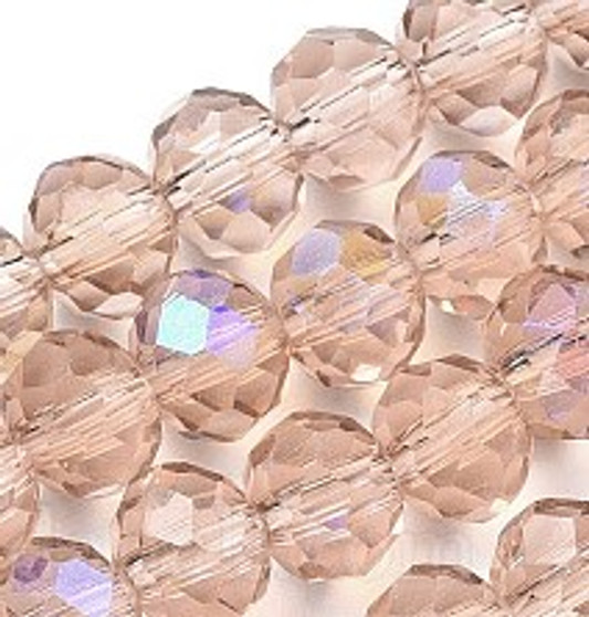 Electroplate Glass Beads Strands, Half Rainbow Plated, Faceted, Rondelle, PeachPuff, 6x5mm, Hole: 1mm, about 85~88pcs/strand, 16.1~16.5 inch(41~42cm)