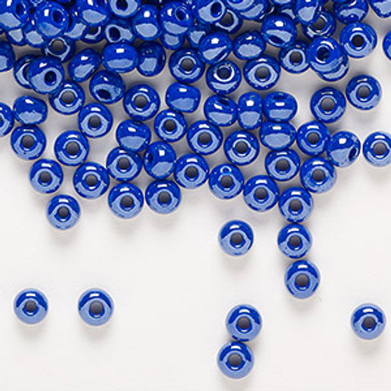 Seed bead, Preciosa Ornela, Czech glass, opaque blue luster, #6 rocaille. Sold per 50-gram pkg.