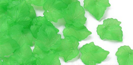 100 pack - Autumn Theme Transparent Frosted Acrylic Pendants, Maple Leaf, Green, 24x22.5x3mm, Hole: 1mm