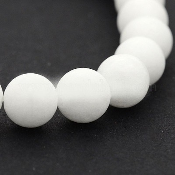 1 Strand - Natural White Jade Round Bead Strands, Grade A, White, 8mm, Hole: 1mm, about 48pcs/strand, 14.9 inch