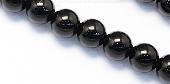 1 Strand - Round Natural Black Onyx Stone Beads Strands, 6mm, Hole: 1mm, about 63pcs/strand, 15.7 inch