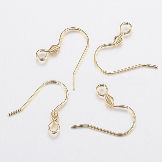100pk - 304 Stainless Steel Earring Hooks, with Horizontal Loop, 18k Gold Plated, 17x18x2.4mm, Hole: 1.8mm, 21 Gauge, Pin: 0.7mm