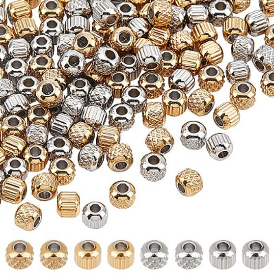 120Pcs, 2 Styles, 201 Stainless Steel Rondelle Spacer Beads, 2 Colours ,Large Hole 1.6mm