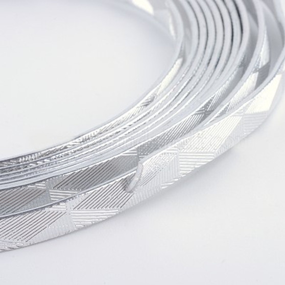 Textured Aluminum, Bezel Strip Wire, Silver, 5x1mm, about 32.8 Feet(10m)/roll