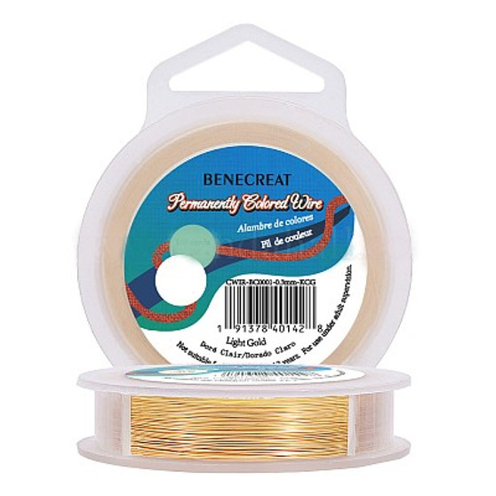 28 Gauge (0.3mm) Tarnish Resistant Light Gold Round Copper Wire, 100m/109Yard