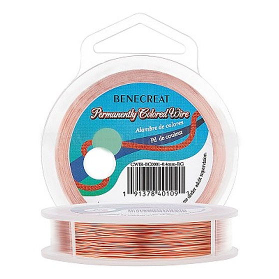 24 Gauge (0.5mm) Tarnish Resistant Round Rose Gold Copper Wire, 30m/33Yard