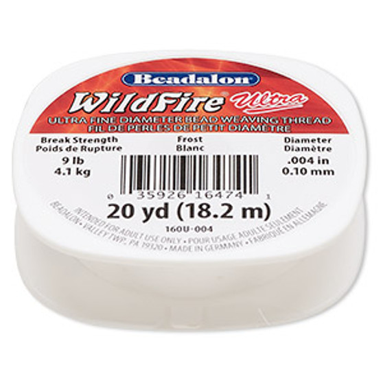 Thread, WildFire™, polyester, frost, size 0.1 weaving thickness. Sold per 20 yard spool.