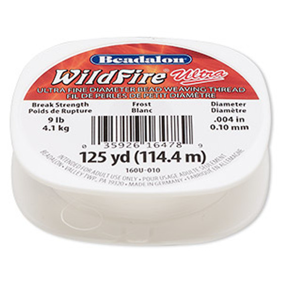 Thread, WildFire™, polyester, frost, size 0.1 weaving thickness. Sold per 125 yard spool.