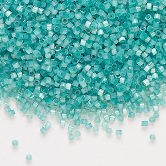 DB1812 - 11/0 - Miyuki Delica - Opaque Silk Satin Luster Dyed Light Aqua Green-Lined - 7.5gms - Cylinder Seed Beads
