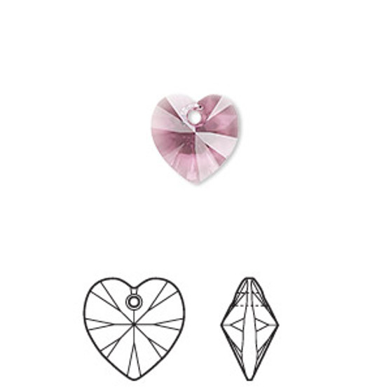 Drop, Crystal Passions®, iris, 10mm heart pendant (6228). Sold per pkg of 4.