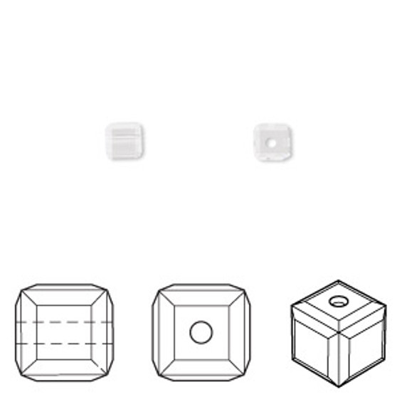 Bead, Crystal Passions®, crystal clear, 4mm faceted cube (5601). Sold per pkg of 12.