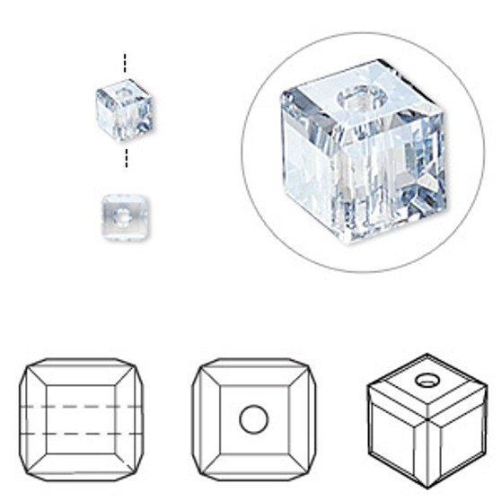 Bead, Crystal Passions®, crystal blue shade, 4mm faceted cube (5601). Sold per pkg of 12.