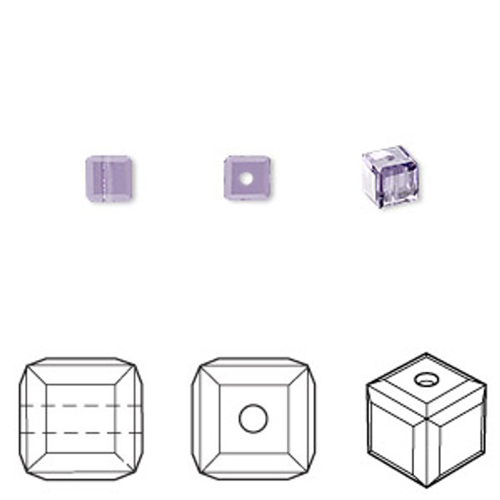Bead, Crystal Passions®, tanzanite, 4mm faceted cube (5601). Sold per pkg of 12.