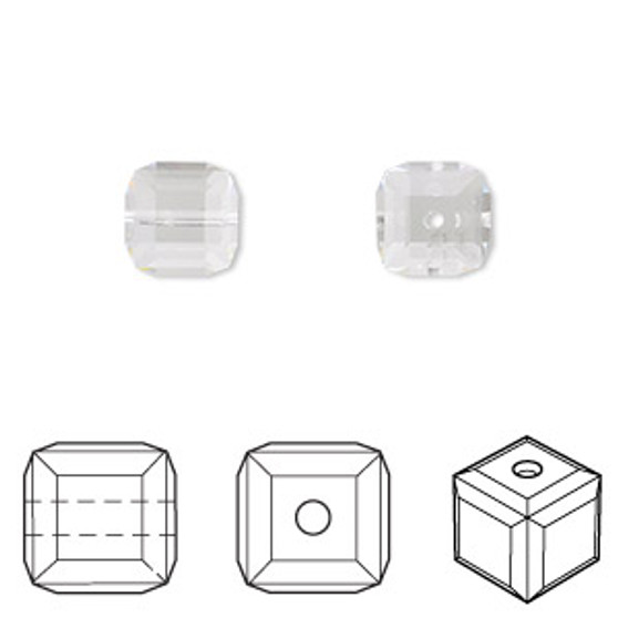 Bead, Crystal Passions®, crystal clear, 8mm faceted cube (5601). Sold per pkg of 6.