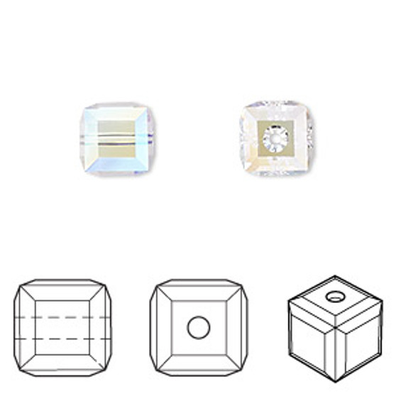 Bead, Crystal Passions®, crystal shimmer, 8mm faceted cube (5601). Sold per pkg of 6.