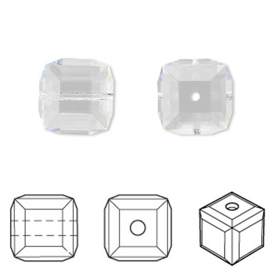 Bead, Crystal Passions®, crystal clear, 12mm faceted cube (5601). Sold individually.