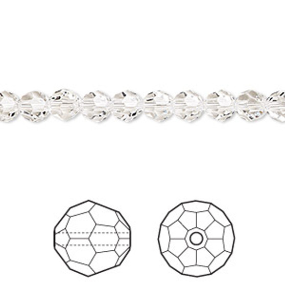 Bead, Crystal Passions®, crystal clear, 5mm faceted round (5000). Sold per pkg of 12.