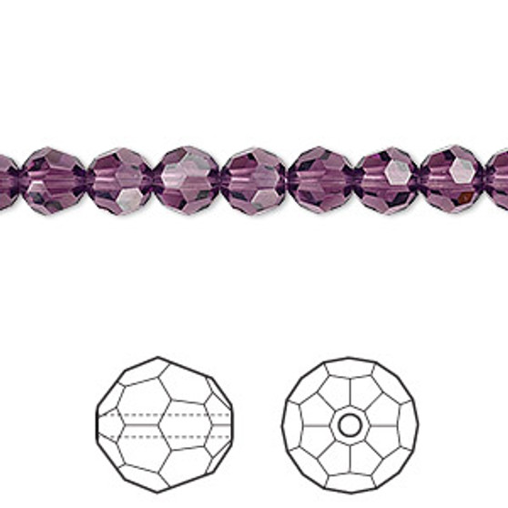 Bead, Crystal Passions®, amethyst, 6mm faceted round (5000). Sold per pkg of 12.