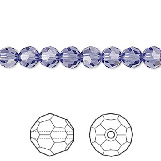 Bead, Crystal Passions®, tanzanite, 6mm faceted round (5000). Sold per pkg of 12.