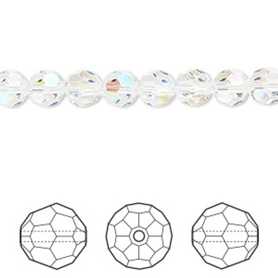 Bead, Crystal Passions®, crystal shimmer, 6mm faceted round (5000). Sold per pkg of 12.