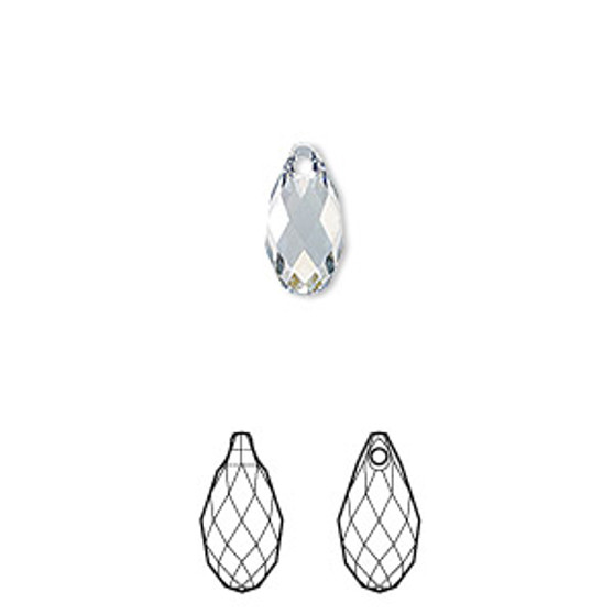 Drop, Crystal Passions®, crystal blue shade, 11x5.5mm faceted briolette pendant (6010). Sold per pkg of 2.