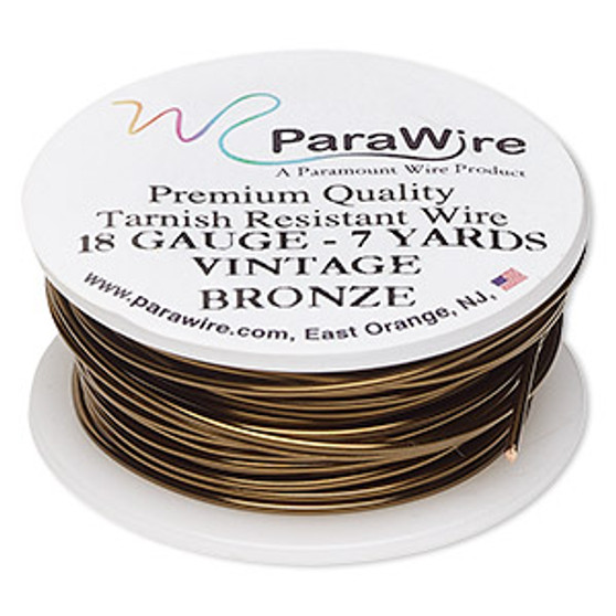 Wire, ParaWire™, vintage bronze-finished copper, round, 18 gauge. Sold per 7-yard spool.