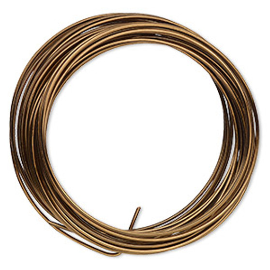 Wire, ParaWire™, vintage bronze-finished copper, round, 16 gauge. Sold per 15-foot section.