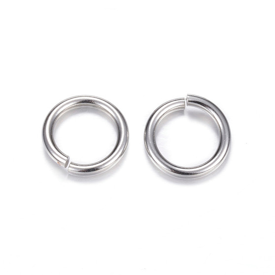 50pk - 304 Stainless Steel Jump Rings, 12 Gauge, 14x2mm, Inner Diameter: 10mm