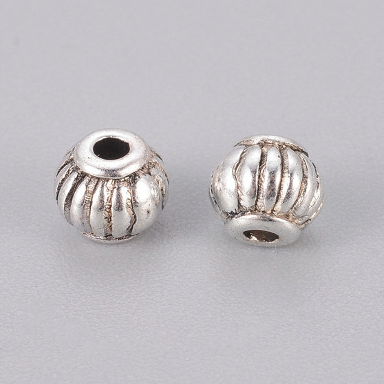 100 pack - Tibetan Style Alloy Spacer Beads, Lead Free, Cadmium Free and Nickel Free, Lantern, Ant Silver, about 5mm in diameter, 4mm long, hole: 1.5mm