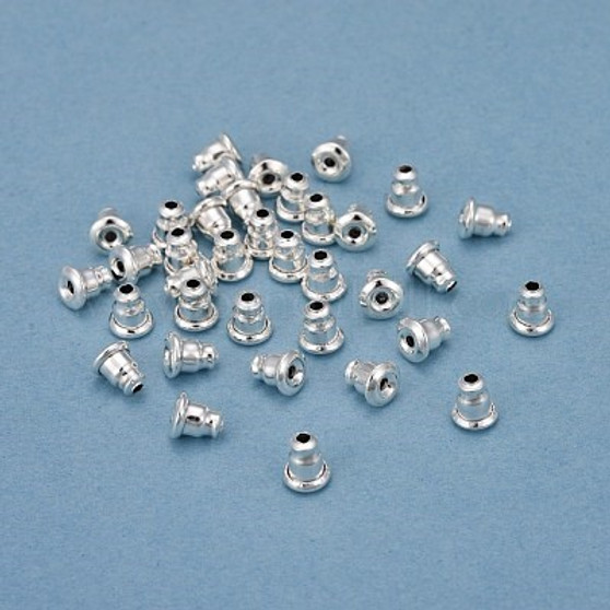 100 pack - 304 Stainless Steel Ear Nuts, Silver, 5.5x5mm, Hole: 0.8mm