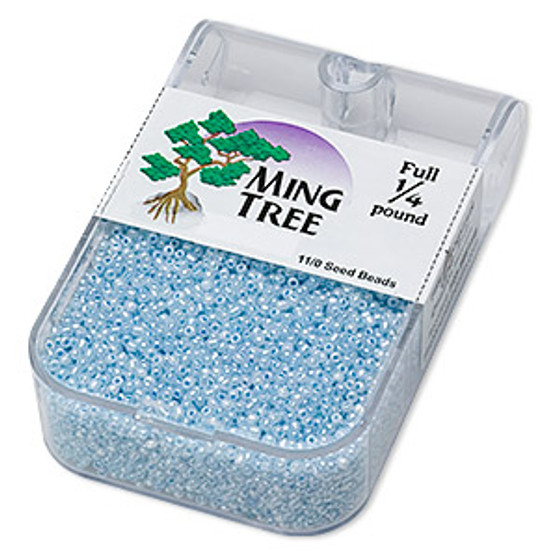 Seed bead, Ming Tree™, glass, opaque ceylon turquoise blue, #11 round. Sold per 1/4 pound pkg.