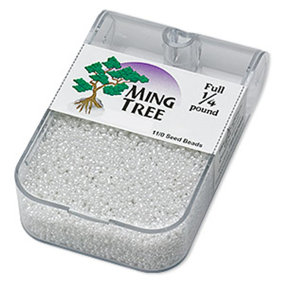 Seed bead, Ming Tree™, glass, opaque ceylon white, #11 round. Sold per 1/4 pound pkg.