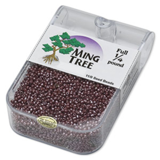 Seed bead, Ming Tree™, glass, opaque luster brown, #11 round. Sold per 1/4 pound pkg.