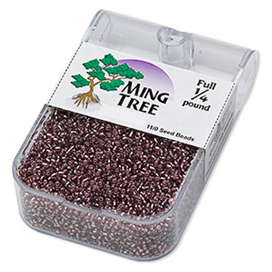 Seed bead, Ming Tree™, glass, silver-lined translucent purple, #11 round. Sold per 1/4 pound pkg.