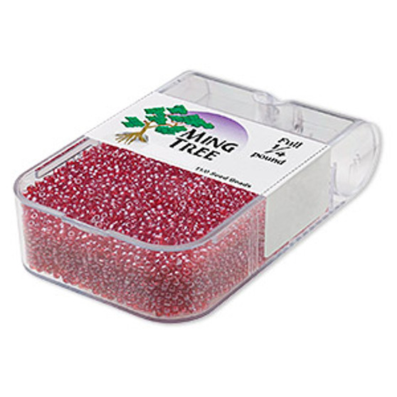 Seed bead, Ming Tree™, glass, transparent luster red, #11 round. Sold per 1/4 pound pkg.