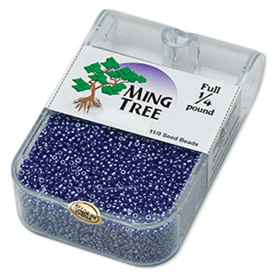 Seed bead, Ming Tree™, glass, transparent luster cobalt, #11 round. Sold per 1/4 pound pkg.