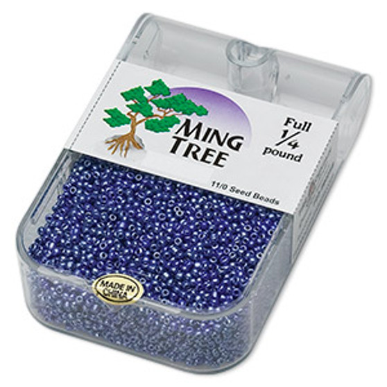Seed bead, Ming Tree™, glass, opaque luster blue, #11 round. Sold per 1/4 pound pkg.