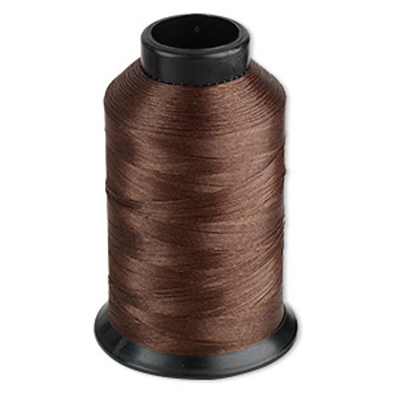 Thread, Nymo®, nylon, brown, size B. Sold per 3-ounce spool.